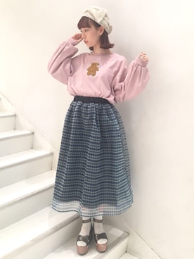 「オーガンジー」｜「アイテム（その他シューズ）」を使った、merry jenny 名古屋店さん（レディース・160cm）の夏コーディネート