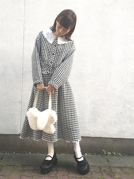 「merry jenny（メリージェニー）のアイテム（ノーカラージャケット）」を使った、merry jenny 名古屋店さん（レディース・160cm）の秋コーディネート