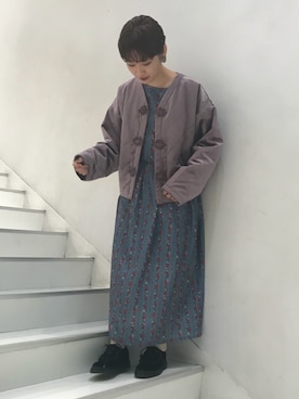 「アイテム（テーラードジャケット、パープル系）」を使った、merry jenny 名古屋店さん（レディース・161cm）の秋コーディネート