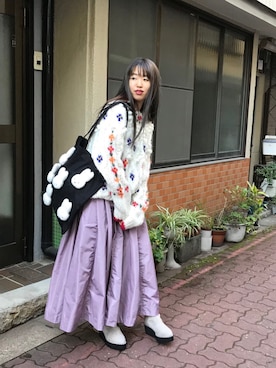 「アイテム（その他シューズ、グレー系）」を使った、merry jenny 名古屋店さん（レディース・160cm）の秋コーディネート