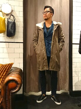 「冬」｜「アイテム（モッズコート）」を使った、keitaさん（メンズ・177cm）の秋コーディネート