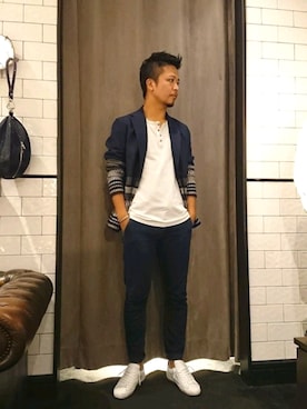 「T-JACKET（ティージャケット）のアイテム」を使った、keitaさん（メンズ・177cm）の夏コーディネート