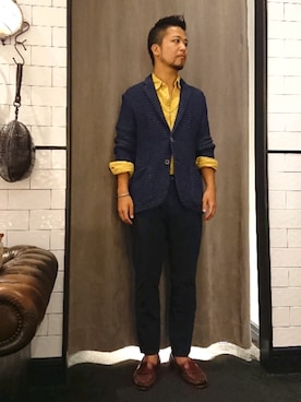 「リネンシャツ」｜「アイテム（ジャケット/アウター）」を使った、keitaさん（メンズ・177cm）の夏コーディネート
