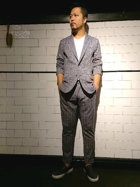 「ARMURE（アルミュール）のARMURE/アルミュール/stretch tuck trousers（その他パンツ）」を使った、keitaさん（メンズ・177cm）の夏コーディネート