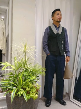 「Magnu（マヌー）のMagnu/マヌー/Tee Pee pouch（ハンドバッグ）」を使った、keitaさん（メンズ・177cm）の秋コーディネート