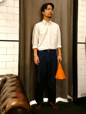 「Magnu（マヌー）のMagnu/マヌー/Tee Pee pouch（ハンドバッグ）」を使った、keitaさん（メンズ・177cm）の春コーディネート