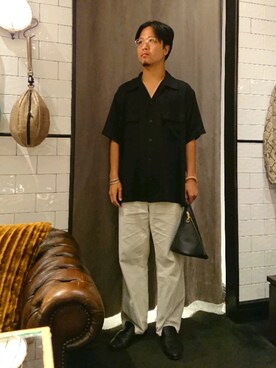 「Magnu（マヌー）のMagnu/マヌー/Tee Pee pouch（ハンドバッグ）」を使った、keitaさん（メンズ・177cm）の夏コーディネート