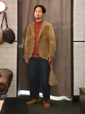 「Magnu（マヌー）のMagnu/マヌー/Tee Pee pouch（ハンドバッグ）」を使った、keitaさん（メンズ・177cm）の冬コーディネート