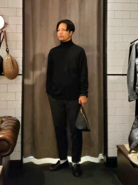 「Magnu（マヌー）のMagnu/マヌー/Tee Pee pouch（ハンドバッグ）」を使った、keitaさん（メンズ・177cm）の冬コーディネート