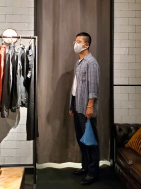 「Magnu（マヌー）のMagnu/マヌー/Tee Pee pouch（ハンドバッグ）」を使った、keitaさん（メンズ・177cm）の夏コーディネート