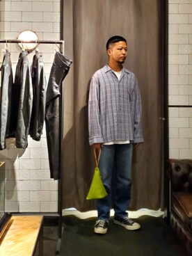 「Magnu（マヌー）のMagnu/マヌー/Tee Pee pouch（ハンドバッグ）」を使った、keitaさん（メンズ・177cm）の夏コーディネート