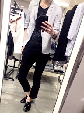 「SCHLUSSEL（シュリセル）のアイテム（トップス）」を使った、yukkEさん（メンズ・182cm）の春コーディネート