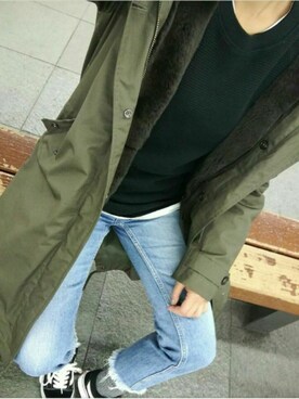「WOOLRICH（ウールリッチ）のアイテム（ダウンジャケット/コート）」を使った、a❤︎さん（レディース・156cm）の秋コーディネート