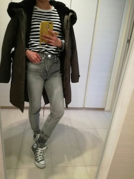 「WOOLRICH（ウールリッチ）のアイテム（ダウンジャケット/コート）」を使った、a❤︎さん（レディース・156cm）の冬コーディネート
