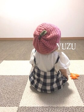 「りんご帽子」｜YUZUさん（キッズ・70cm）の秋コーディネート