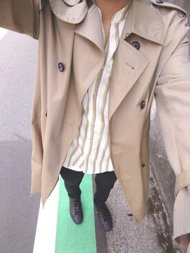 「STUDIOUS（ステュディオス）のアイテム（トレンチコート）」を使った、fumiさん（メンズ・171cm）の春コーディネート