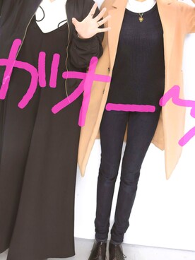 「プリクラ」｜「アイテム（チェスターコート）」を使った、@chiroruさん（レディース・161cm）の冬コーディネート