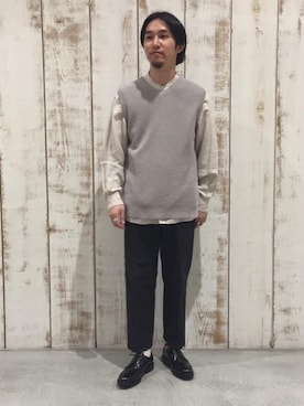 「BEAUTY&YOUTH UNITED ARROWS（ビューティーアンドユースユナイテッドアローズ）の＜Jalan Sriwijaya＞ ∴ BY プレーントゥ オックスフォード¨（ドレスシューズ）」を使った、AOKI NISHIKAWAさん（メンズ・168cm）の春コーディネート