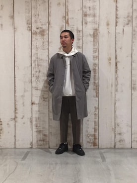「アイテム（ステンカラーコート）」を使った、AOKI NISHIKAWAさん（メンズ・168cm）の冬コーディネート