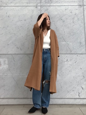 「Ungrid（アングリッド）のアイテム（ノーカラージャケット）」を使った、Ungrid STAFFさん（レディース・156cm）の春コーディネート