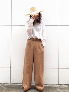 「Ungrid（アングリッド）のアイテム（帽子）」を使った、Ungrid STAFFさん（レディース・158cm）の春コーディネート