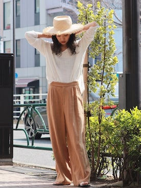 「Ungrid（アングリッド）のアイテム（帽子）」を使った、Ungrid STAFFさん（レディース・164cm）の春コーディネート