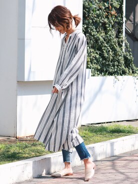 「Ungrid（アングリッド）のフレイドヘムストスリ（デニムパンツ）」を使った、Ungrid STAFFさん（レディース・162cm）の春コーディネート