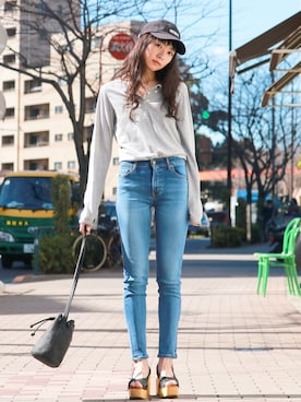 「Ungrid（アングリッド）のアイテム（帽子）」を使った、Ungrid STAFFさん（レディース・164cm）の春コーディネート