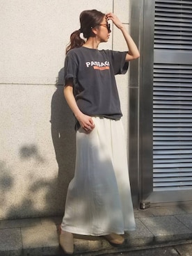 「Ungrid（アングリッド）のスクエアトゥサンダル（サンダル）」を使った、Ungrid STAFFさん（レディース・159cm）の春コーディネート