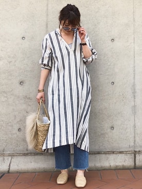 「Ungrid（アングリッド）のスクエアトゥサンダル（サンダル）」を使った、Ungrid STAFFさん（レディース・160cm）の春コーディネート