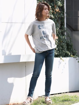 「Ungrid（アングリッド）のハイウエストストスリ（デニムパンツ）」を使った、Ungrid STAFFさん（レディース・162cm）の春コーディネート
