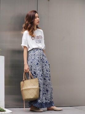 「Ungrid（アングリッド）のスクエアトゥサンダル（サンダル）」を使った、Ungrid STAFFさん（レディース・160cm）の夏コーディネート