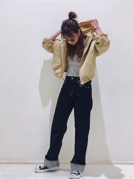 「Ungrid（アングリッド）のアイテム（ブルゾン）」を使った、Ungrid STAFFさん（レディース・160cm）の秋コーディネート