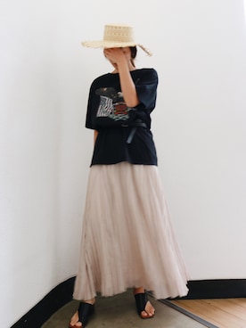 「Ungrid（アングリッド）のアイテム（帽子）」を使った、Ungrid STAFFさん（レディース・162cm）の春コーディネート