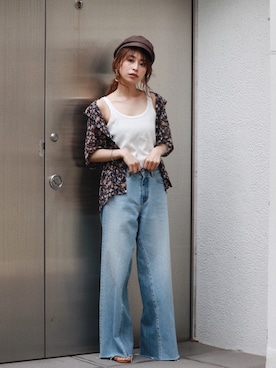 「Ungrid（アングリッド）のアイテム（帽子）」を使った、Ungrid STAFFさん（レディース・155cm）の夏コーディネート