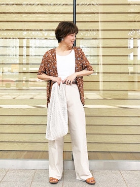「Ungrid（アングリッド）のアイテム（トートバッグ）」を使った、Ungrid STAFFさん（レディース・157cm）の夏コーディネート