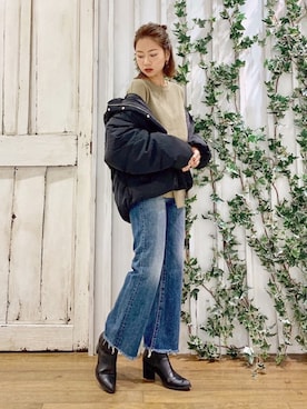 「Ungrid（アングリッド）のアイテム（ダウンジャケット/コート）」を使った、Ungrid STAFFさん（レディース・160cm）の秋コーディネート