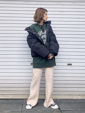 「Ungrid（アングリッド）のアイテム（ダウンジャケット/コート）」を使った、Ungrid STAFFさん（レディース・161cm）の秋コーディネート