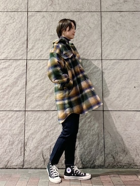 「Ungrid（アングリッド）のハイウエストテーパードデニム（デニムパンツ）」を使った、Ungrid STAFFさん（レディース・165cm）の冬コーディネート