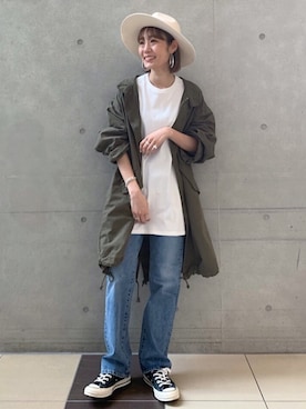 「ミリタリーコート」｜Ungrid STAFFさん（レディース・163cm）の春コーディネート