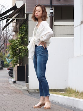 「カットオフデニム」｜Ungrid STAFFさん（レディース・167cm）の春コーディネート