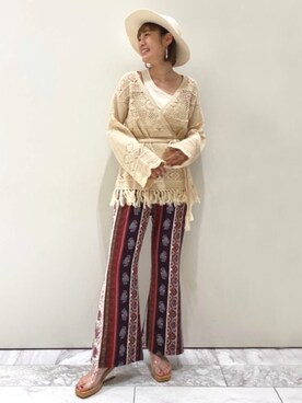 「透かし編みニット」｜Ungrid STAFFさん（レディース・163cm）の春コーディネート