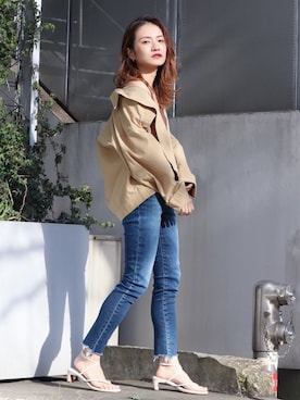 「カットオフデニム」｜Ungrid STAFFさん（レディース・155cm）の春コーディネート