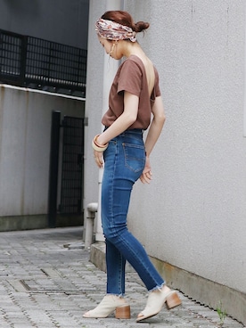 「カットオフデニム」｜Ungrid STAFFさん（レディース・153cm）の春コーディネート