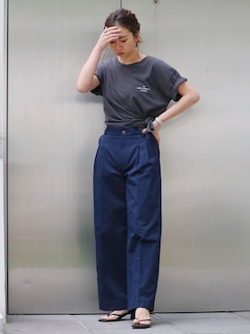 「バックロゴ」｜「アイテム（サンダル）」を使った、Ungrid STAFFさん（レディース・167cm）の春コーディネート