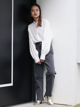 「ドレスシャツ」｜Ungrid STAFFさん（レディース・155cm）の夏コーディネート