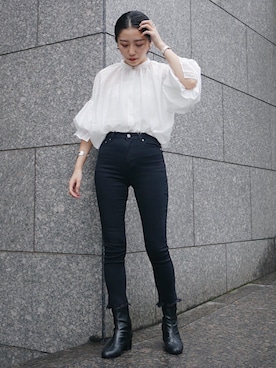 「カットオフデニム」｜Ungrid STAFFさん（レディース・164cm）の夏コーディネート