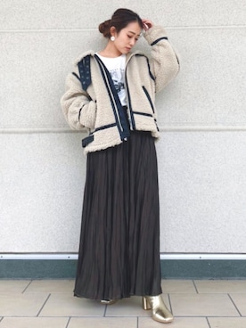 「Ungrid（アングリッド）のアイテム（ブルゾン）」を使った、Ungrid STAFFさん（レディース・151cm）の秋コーディネート