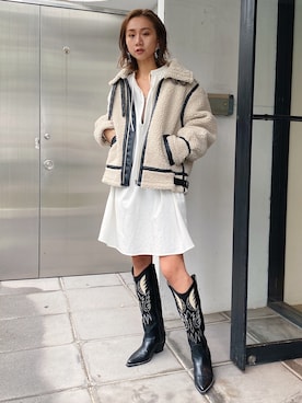 「Ungrid（アングリッド）のアイテム（ブルゾン）」を使った、Ungrid STAFFさん（レディース・167cm）の秋コーディネート