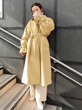 「Ungrid（アングリッド）のアイテム（ステンカラーコート）」を使った、Ungrid STAFFさん（レディース・166cm）の冬コーディネート